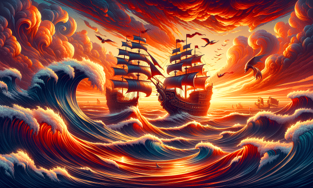 Voyage of the Crimson Tides: A Mythical Sunset Saga