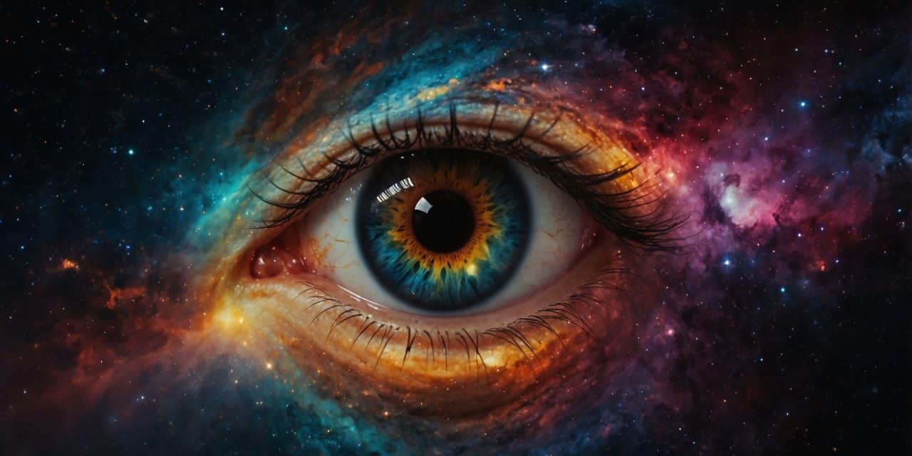 Stellar Awakening: Human Eye Amidst Galactic Dreams