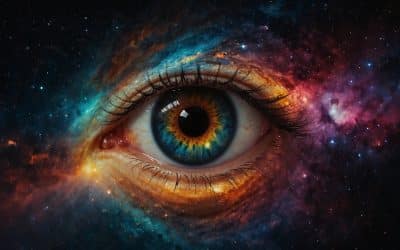 Stellar Awakening: Human Eye Amidst Galactic Dreams