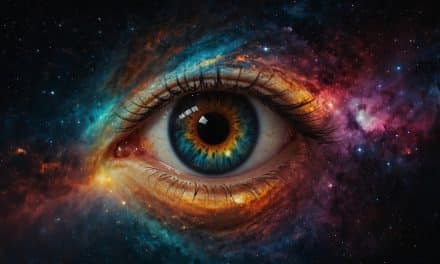 Stellar Awakening: Human Eye Amidst Galactic Dreams