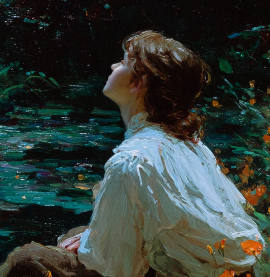 A girl looking at the moon